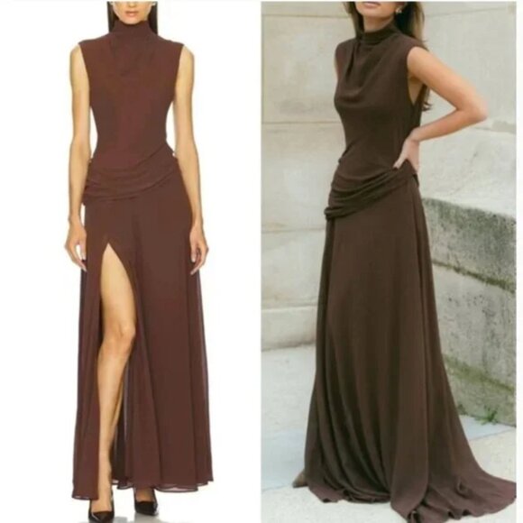 NWT L'Academie by Marianna Amouage Gown Maxi Dress Brown Chocolate XS/S/M - Picture 1 of 8